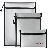FunOwlet Fireproof Waterproof Document Bag – 3 Pack Fire and Water Resistant Zipper Storage Organizer & Money Safe Pouch Set for Important Papers, Cash, Passports, Jewelry & Electronics (Gray)