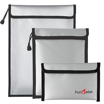 FunOwlet Fireproof Waterproof Document Bag – 3 Pack Fire and Water Resistant Zipper Storage Organizer & Money Safe Pouch Set for Important Papers, Cash, Passports, Jewelry & Electronics (Gray)