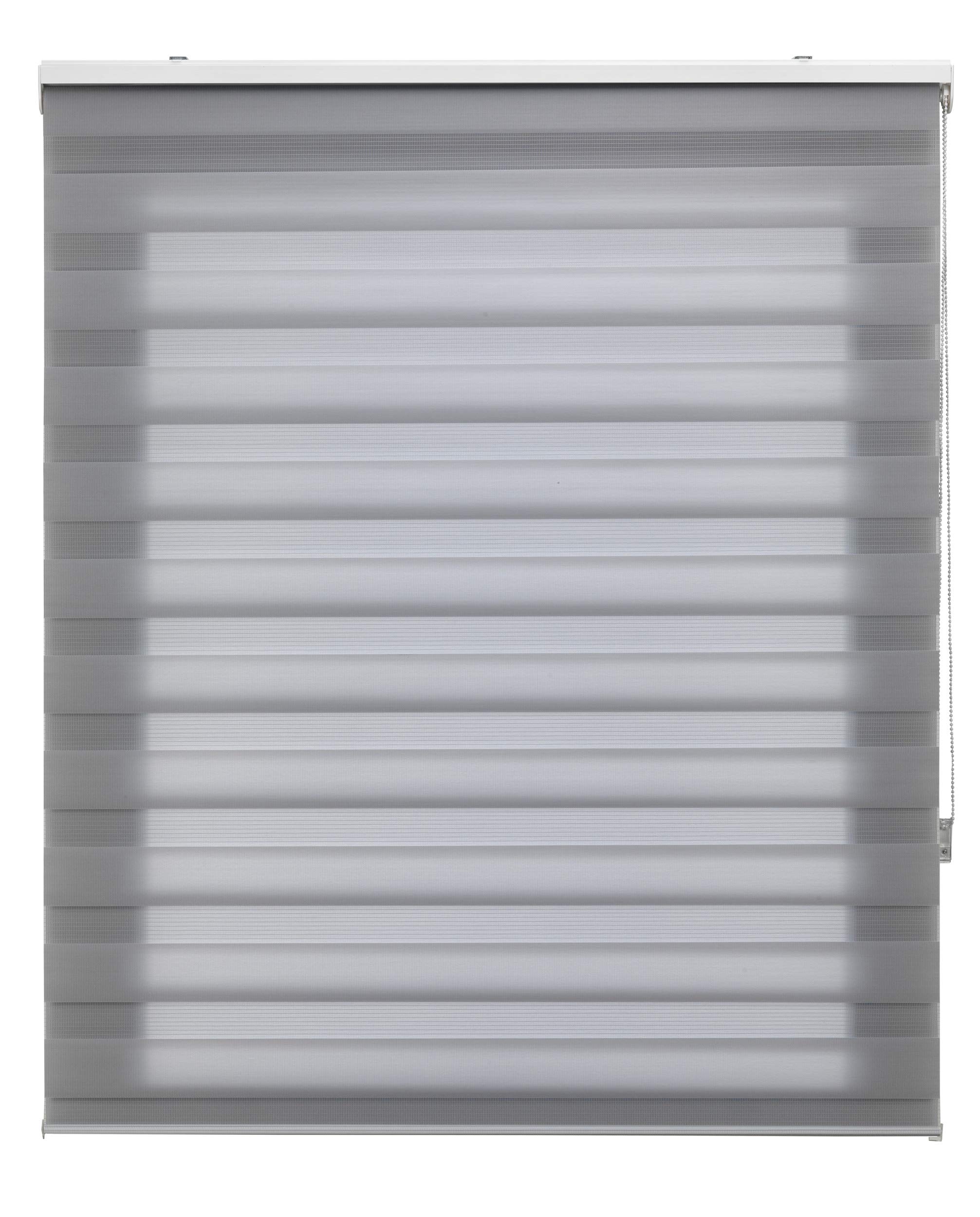 Blindecor | Night and Day Roller Blind Customised | Double Layer | Grey | 80 x 180 cm (W x H) Fabric Size 77 x 175 cm | Window Blinds