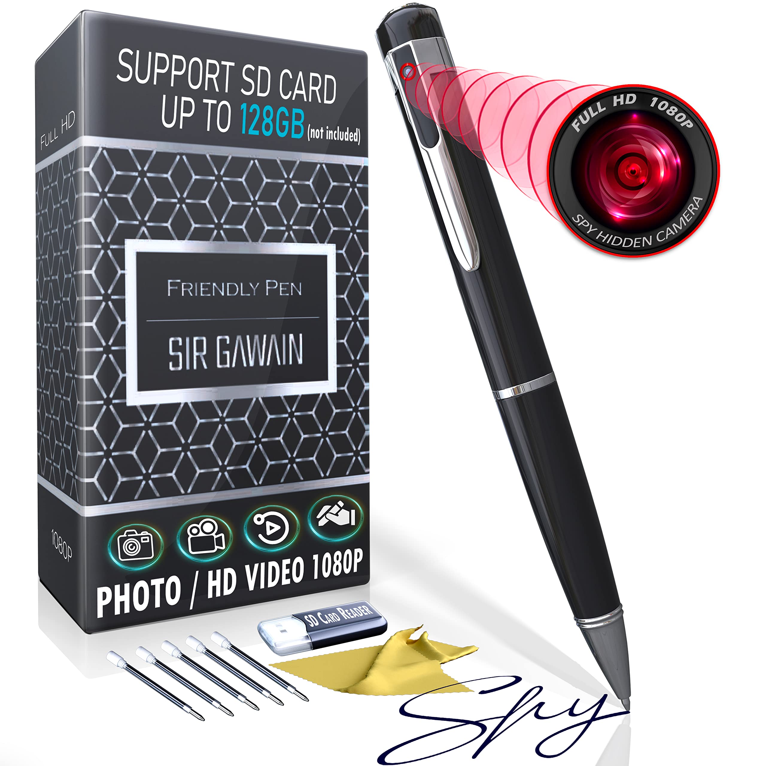 SIRGAWAIN Mini Spy Camera Hidden Camera Pen 1080p [Upgraded 2024