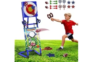 VATOS 2-in-1 Axe & Football Throwing Game Set, Bristle Axe Toss Target with 16 pcs Safe Darts, Portable Outdoor & Indoor Backyard Games for Teens and Adults, Lawn Carnival, Camping Party Toy Gift