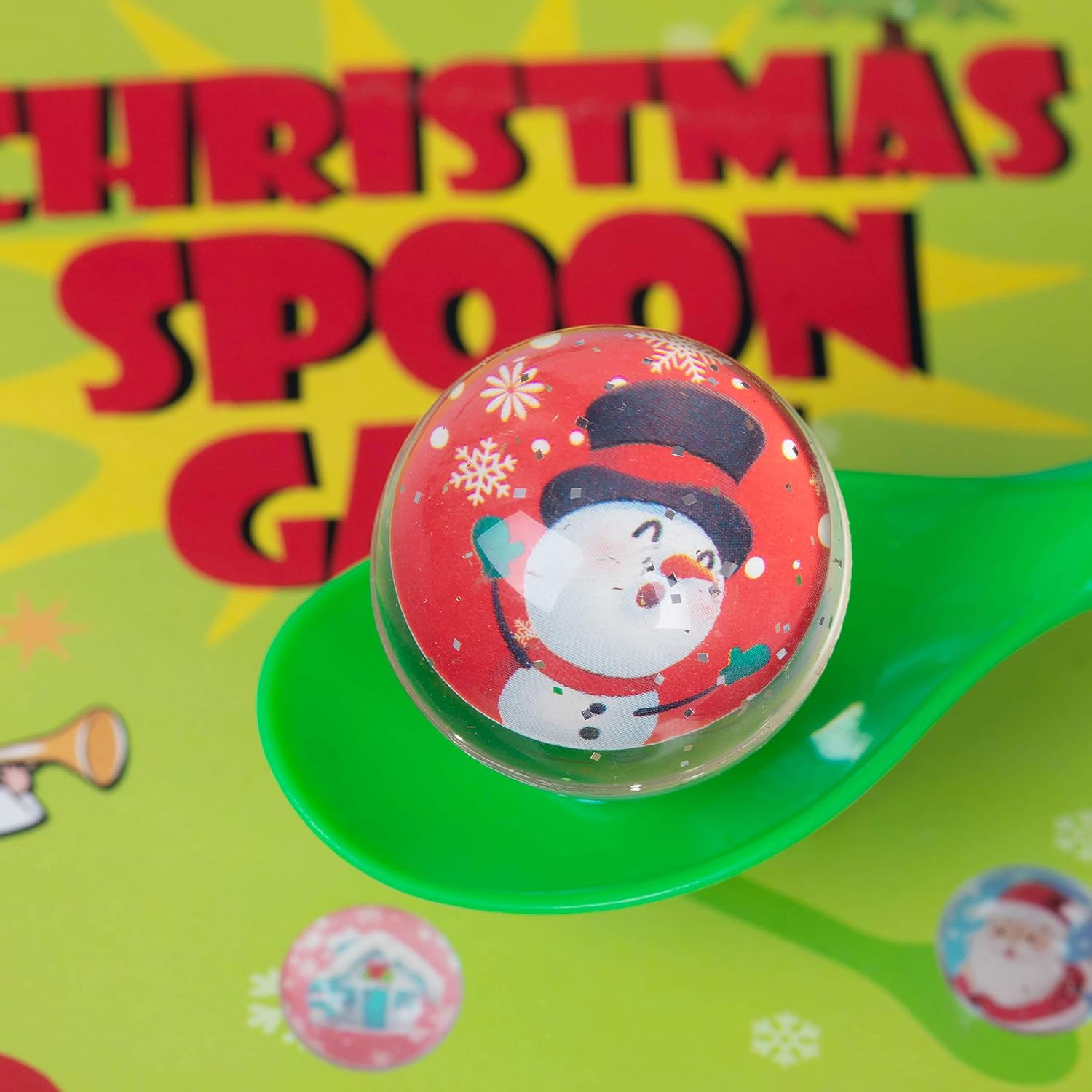 Christmas Game Bouncy Ball Spoon Relay Race Toy for Adults Indoor Outdoor Decorations Xmas/Holiday/Winter Party Supplies Favors: Toys & Games