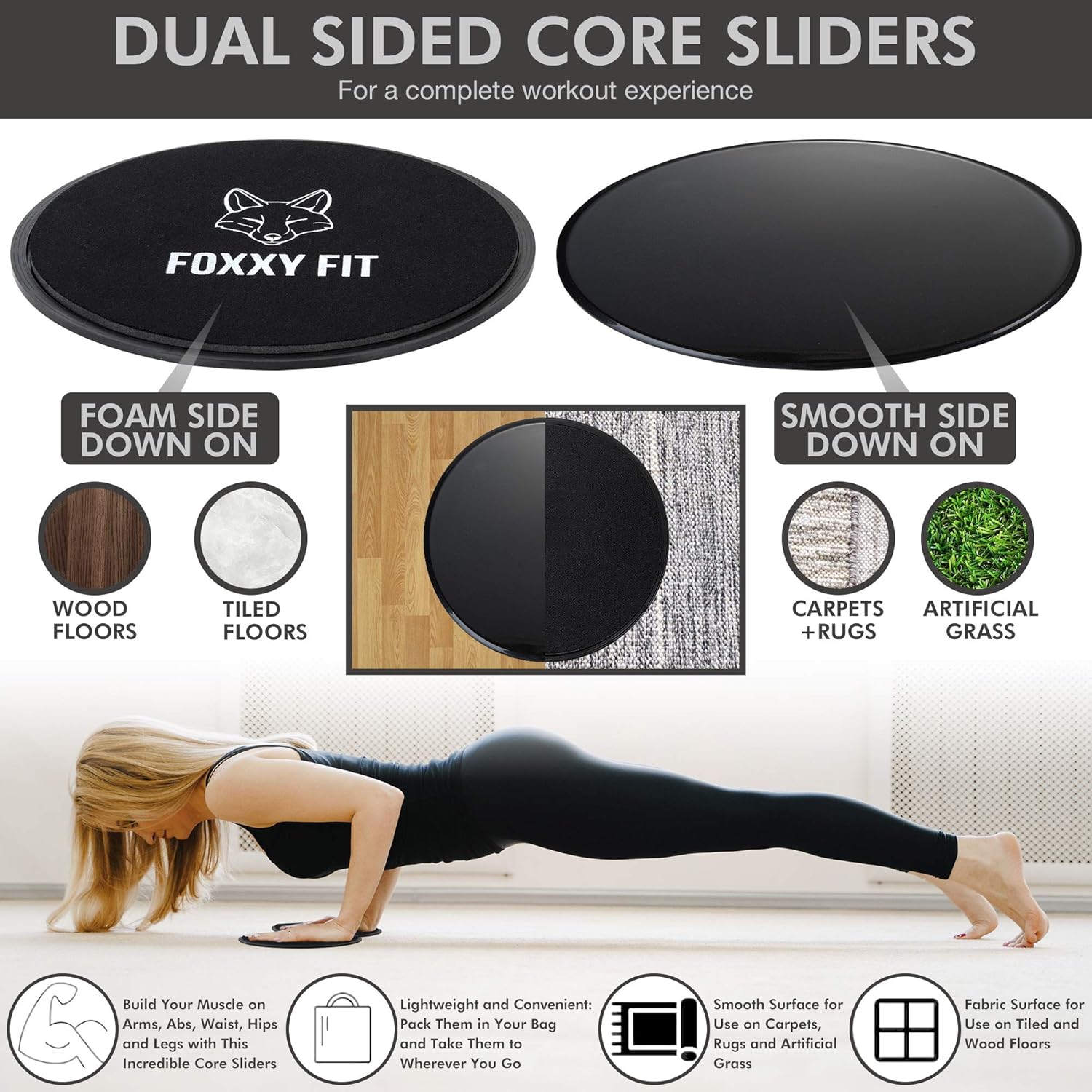 FOXXY FIT Pilates Ring - Magic Circle for Pilates, Yoga and Floor Exercises with Dual-Grip Handles –Premium Pilates Circle for Thighs, Core and Arms – Core Sliders, Workout Guide and Free Bonus : Sports & Outdoors