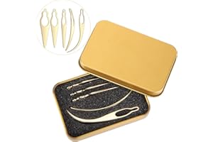 WILLBOND 5 Pcs Dreadlock Interlocking Tool for Locs with Metal Box Sisterlock Retighten Tool for Dreadlocks Interlocks Crochet Braiding Hair Tightening Maintaining Extensions Accessory（Gold）
