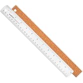 Stainless Steel Metal Ruler, 30.5 cm & 12 inches, Silver Color | Non-Slip Cork Back, Home Improvement, Planner Accessories, C