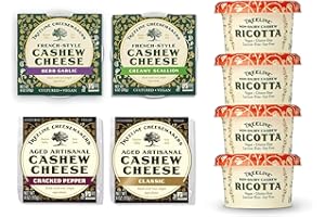 TREELINE TREENUT CHEESE Treeline Cheese - Vegan Cheese Assortment - Ricotta, Herb Garlic, Scallion, Classic Aged, Cracked Pepper Aged Wheel