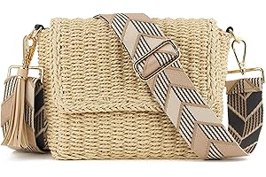 WEIMZC Women's Summer Straw Braided Crossbody Bag with Tassel Chain,Shoulder Straps Woven Beach Handbag Handmade Wallet Purse