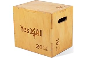 Yes4All 3-in-1 Wooden Plyo Box, Jumping Plyometric Step Platform for Home Gym, 450lb Capacity with Wide Built-in Handles (24"