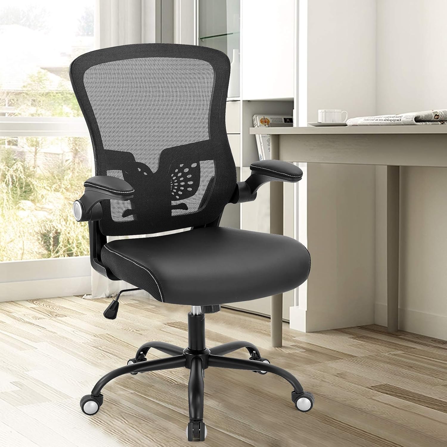 SAMOFU Office Chairs, Ergonomic Desk Chair Executive Chairs with Soft Seat and Mesh Backrest, High Back Swivel Computer Chair with Adjustable Lumbar Support, Flip-up Armrests: Kitchen & Dining