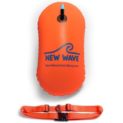 New Wave Swim Bubble for Open Water Swimmers and Triathletes - Swim Safety Buoy Float Orange