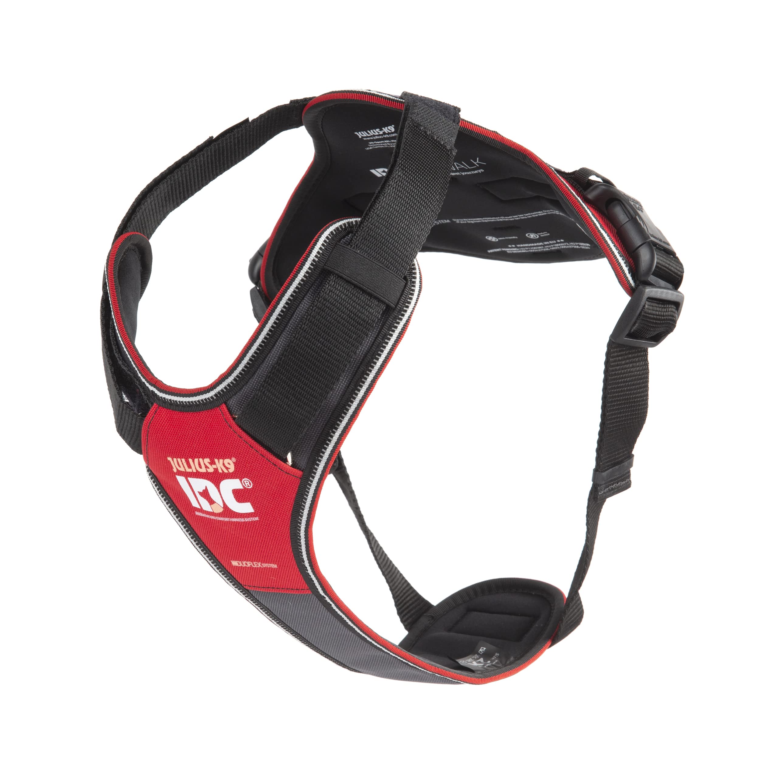 JULIUS-K9 IDC Longwalk Y-Harness, Red-Gray, Size: 2XL