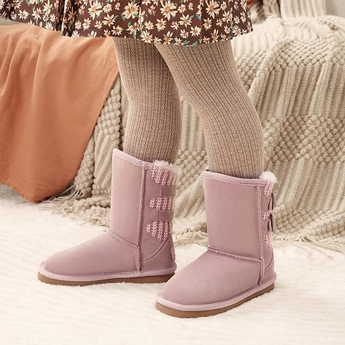 DREAM PAIRS Girls Boys Winter Boots Faux Fur Lined Mid Calf Kids