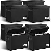 Lincia 8 Pack Collapsible Comic Book Storage Boxes, 15.4" x 7.5" x 11.4" | Book Box Organizer with Handles, Stackable Short Bin to Holds 150-180 Comics for Home School Classroom