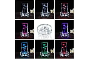 ZEERSHEE Multicolor LED Light Base RGB Lighting Stands Round Display Base for Crystal 3D Glass Art Lighted Up Pedestals for Desktop and Room Decoration(Flat)