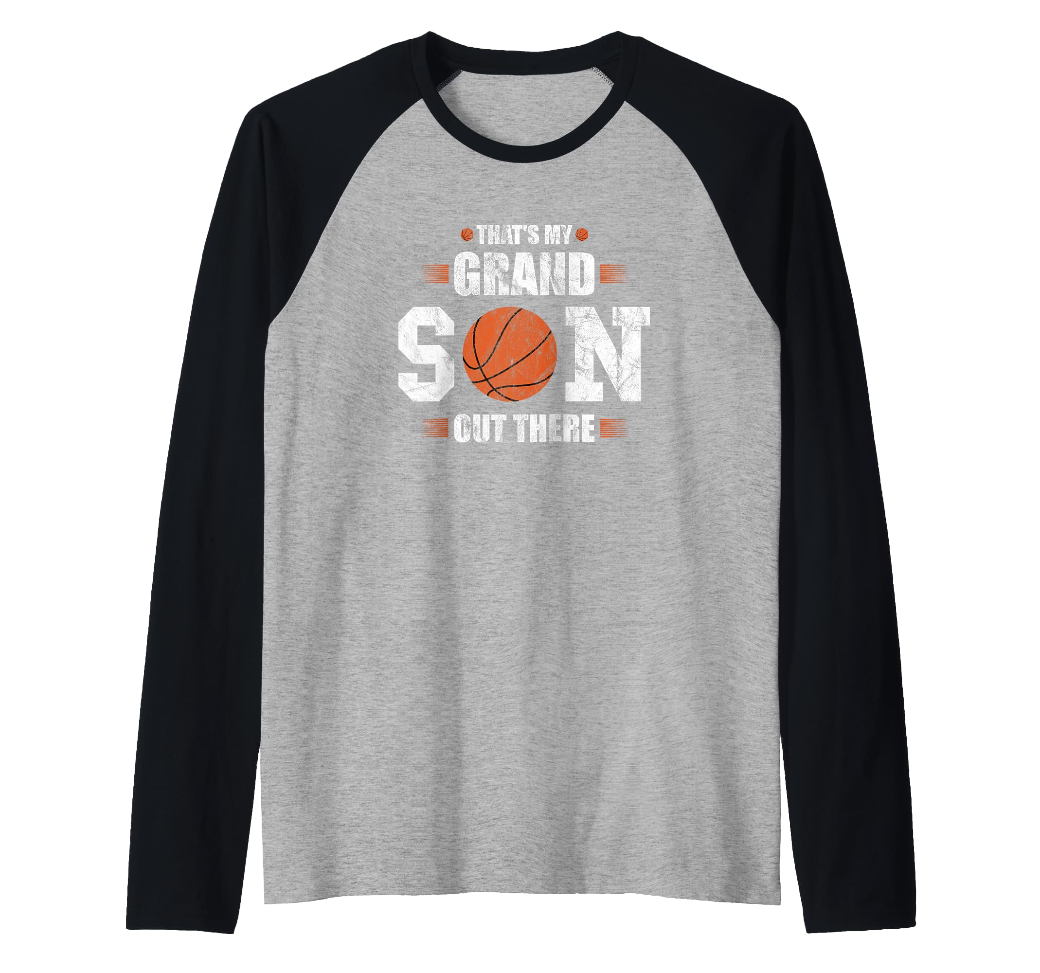 That's My Grandson Out There Basketball Ball Grandma Grandpa Raglan Baseball Tee