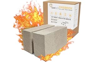 GIRtech Fire Bricks High Temperature Insulating Firebricks - 2500F Pack of 2 - Size 9" x 4.5" x 2.5" - Fireclay, Chamotte Firebricks for Ovens, Forges, Kilns, Fireplaces, Wood Stoves