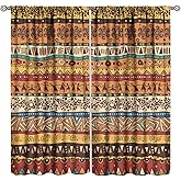 TFOSO African Curtain, Bohemian Geometric Abstract Print Home Decor Drapes Bedroom Living Room Rod Pocket Window Treatment 2 Panel Set Total Size 42" W X 45" L Inch