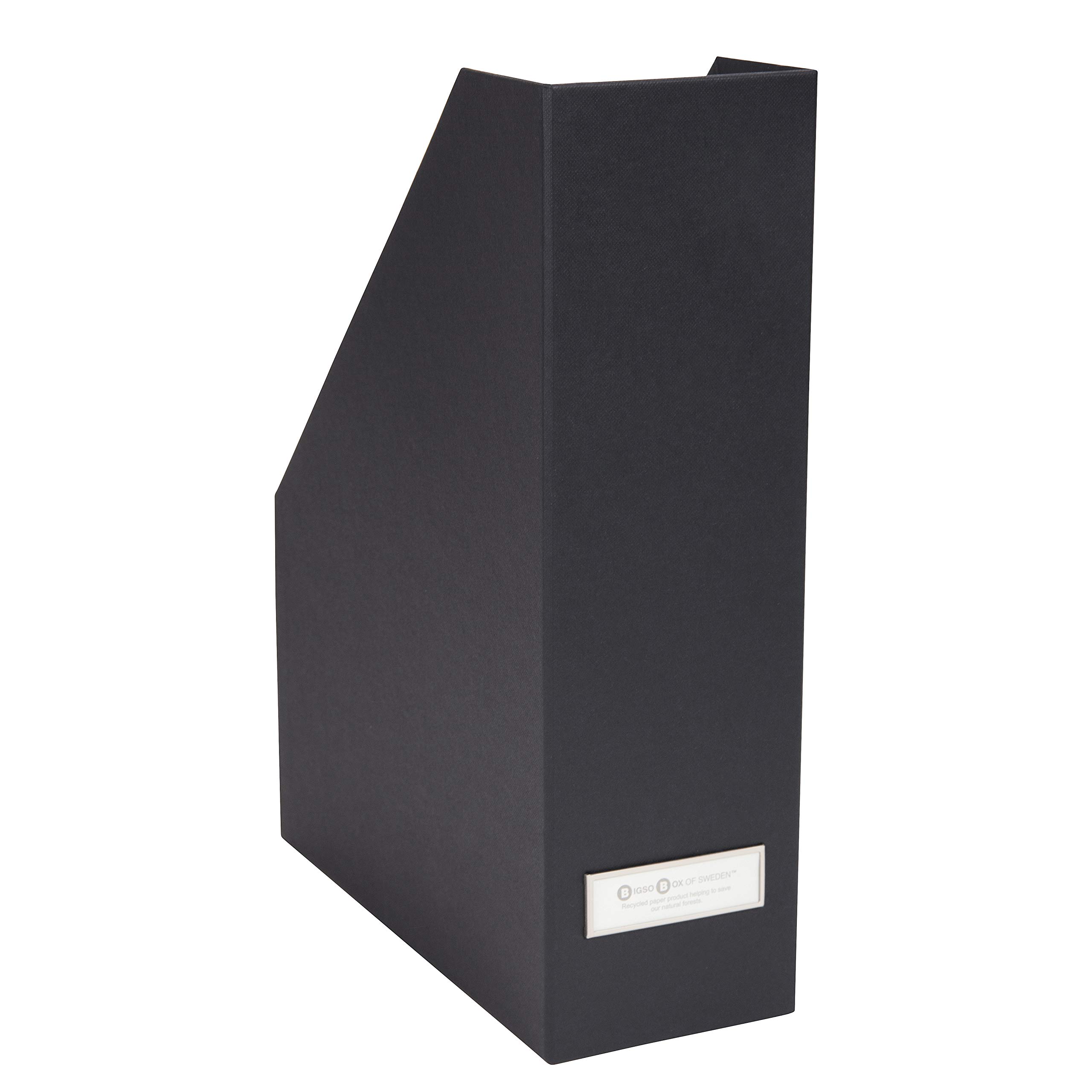 Bigso Fiberboard Thin Label Frame Magazine Organizer, Recycled Material, Dark Grey, 12.7 x 4 x 9.7 in