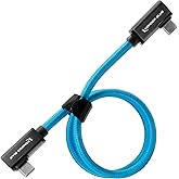 KONDOR BLUE | 18" Straight USB C 3.2 20 Gb/s 100W | Dual Right Angle Braided Cable for 8K Data and Power Delivery | Blue