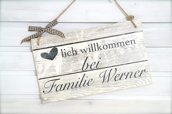 Tur Schild Fur Die Haustur Mit Namen Aus Holz Amazon De Handmade