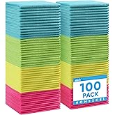 HOMEXCEL Microfiber Cleaning Cloth,100Pack Cleaning Rag,Cleaning Towels with 4 Color Assorted,11.5"X11.5"(Green/Blue/Yellow/P