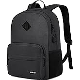 Black Backpack for School Teens Boys Girls, Lightweight Casual Backpacks for Men and Women, Classic Basic Water Resistant Casual Daypack, 15.6 Inch Laptop Bookbag for College High School Work Travel