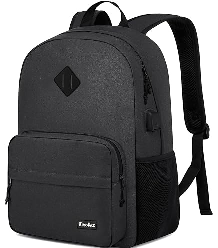 YAMTION Black Backpack for Women Men,Casual School Backpack Teen Boys and Girls 15.6 Inch Laptop Bookbag with USB Charger for College High School Travel Business : Electronics