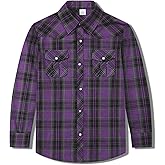 COSLAND Boy's Cotton Western Long Sleeve Button Down Plaid Shirt, 4T-X-Large