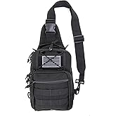 LINE2design First Aid Sling Backpack - EMS Equipment Emergency Medical Supplies Tactical Range Shoulder Molle Bag - Heavy Duty Sports Outdoor Rescue Pack - Perfect for Camping Hiking Trekking - Black