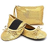 Silky Toes Foldable Sequin Shoes for Women | Comfortable Dressy Flats for Weddings, Parties & Events | Ballet Purse Slippers