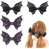 4Pcs Halloween Black Bat Hair Clips for Women Girls, Halloween Bows Hair Clips Alligator Barrette Gothic Bat Wing Hair Accessories for Kids Cosplay Costume Party (Black Bat 4pcs)