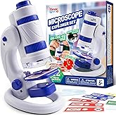 Klever Kits Microscope Explorer Set for Kids, 2 in 1 Science Experiment Toy with Portable Microscope and 12 Specimen Slides, 