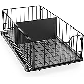 Simple Houseware Pull Out Sliding Basket Cabinet Drawer Organizer for Cupboard Storage, Black