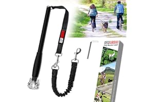 NEWURBAN Hands Free Dog Bike Leash - Black and Black Handle - Dog Bike Attachment - Easy Installation and Removal - Lead for Exerciser, Training, Jogging, Cycling, Bicycle-Cruises and Outdoor - Safe with Pets