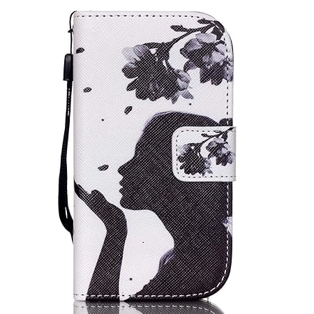 ISAKEN Kompatibel mit Galaxy S3 Mini Hülle, PU Leder Geldbörse Wallet Case Ledertasche Handyhülle Tasche Case Schutzhülle mit