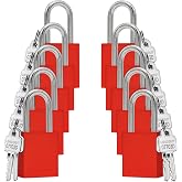 TRADESAFE Aluminum Loto Locks, 10 Red Keyed Alike Padlocks, 2 Keys Each | Corrosion-Resistant Lockout Locks with Hardened Steel Shackle, 6-Pin Brass Core Cylinder, Laser-Printed Code, OSHA Compliant