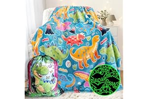 LMKLOP Glow in The Dark Dinosaur Blanket for Boys/Girls/Toddler/Baby, Cute Funny Kids Throw Blanket for Birthday/Toys, Dinosaur Gifts for Boy Age 3-12 40"x 60"