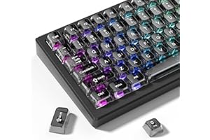 dagaladoo Grey Clear keycaps,Transparent keycaps 60 75 100 Percent,Ceramic Jelly Key caps Set,Shine Through Key caps.,MDA Pro