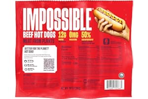 IMPOSSIBLE FOODS ImpossibleTM Beef Hot Dogs Meat From Plants, Fully Cooked, 6 Links, 10 oz
