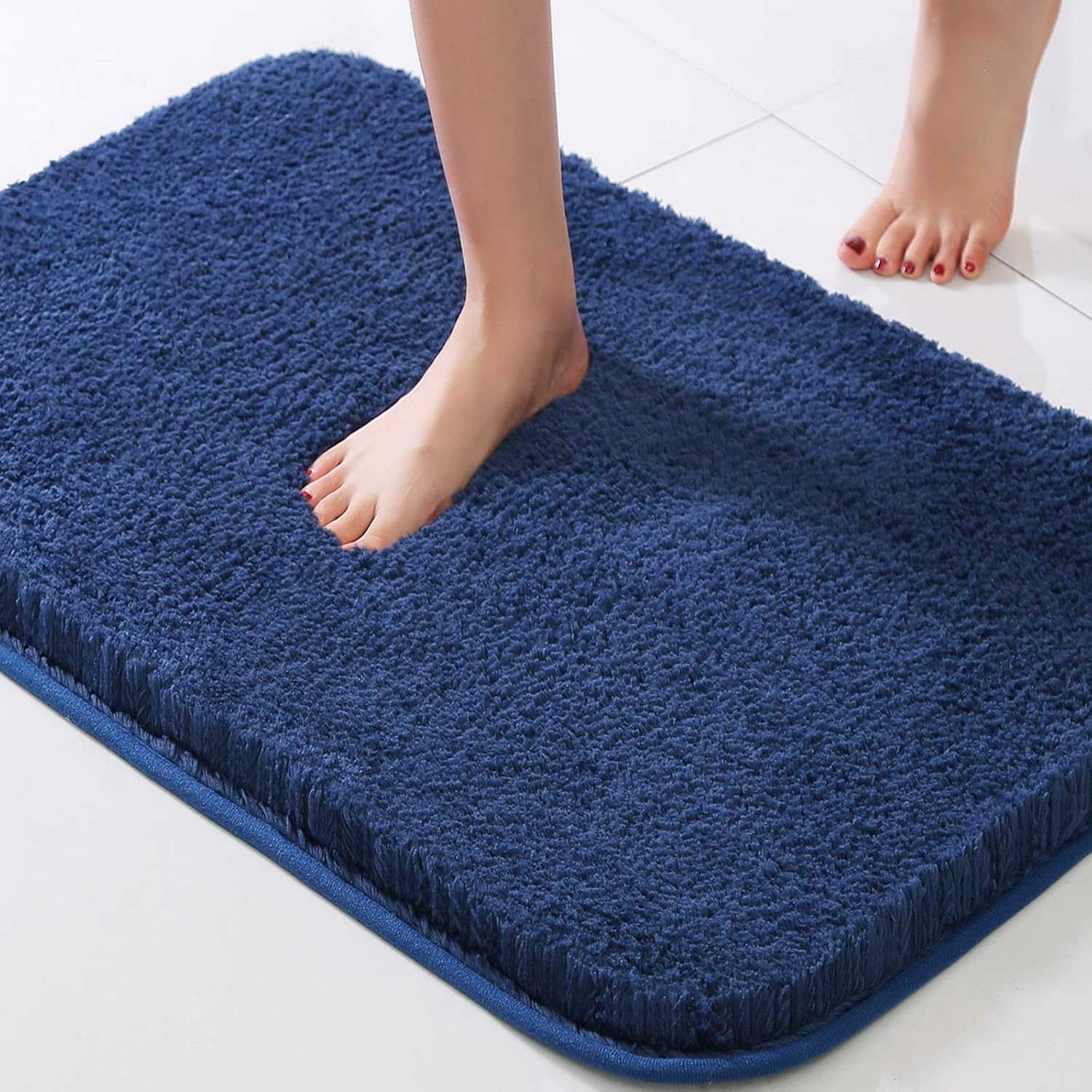 Bathroom Rug Non Slip Machine Washable, Bath Mat Durable Extra Thick, Shower Rug Microfiber Soft Absorbent(20 x 32 Inch, Dark Blue): Kitchen & Dining