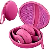 co2CREA for Beats Studio Pro / Studio3 / Solo4 / Solo3 Headphones, Hard Travel Case Compatible with Beats Wireless On-Ear Headphones (Rose Red Case)