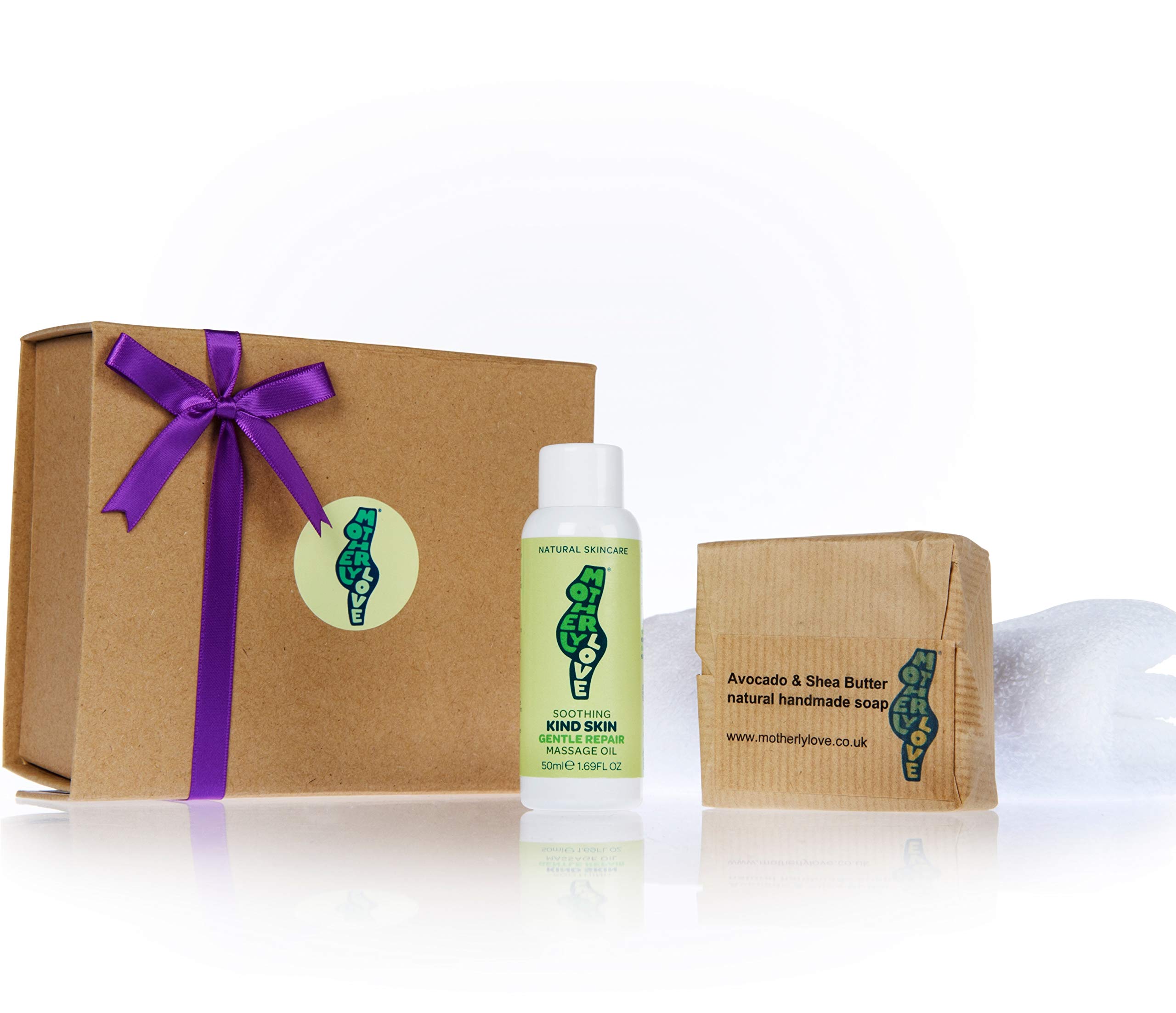 Motherlylove SENSITIVE SKIN Gift Box - 100% Natural & Vegan: Soothing Repair Oil & Avocado + Shea Butter Soap - Made in UK by an Expert Midwife
