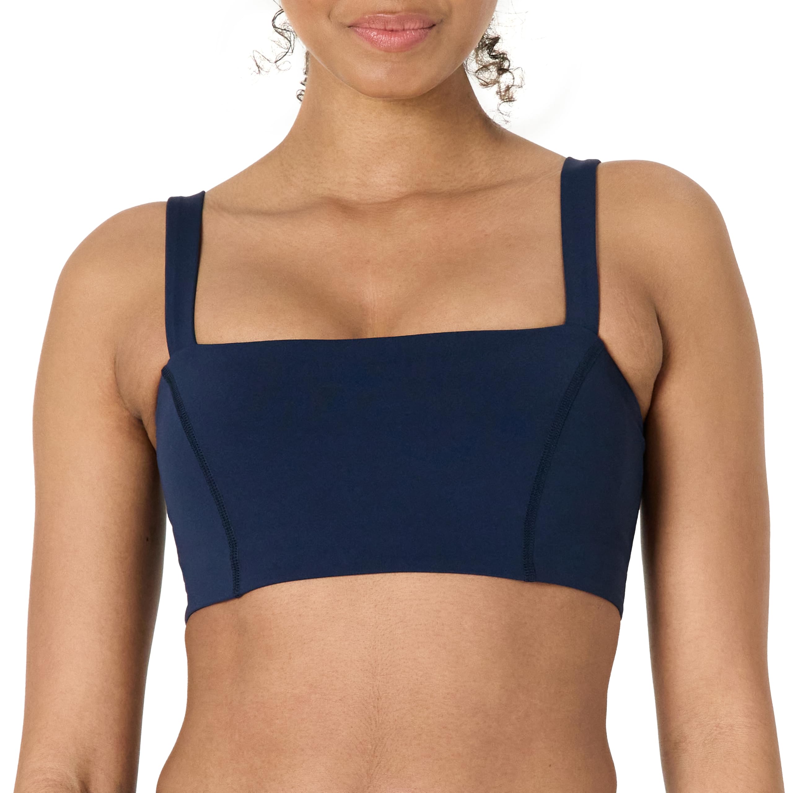 Photo 1 of Amazon Essentials Women's Active FormFlex Buttery Soft Light Support Bandeau Sports Bra with Adjustable Straps, Navy, Medium