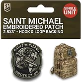 Bluyellow Saint Michael Embroidered Hook and Loop Tactical Patch 3x2.5 in | Protector gear for backpacks, plate carriers, caps, faith morale for police, SWAT, first responders, veterans