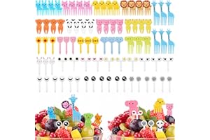 SevenFish 120pcs Animal Food Picks for Kids, Cute Cartoon Animal Fruit Picks Fork Mini Toothpicks Sticks for Kids Children Lu