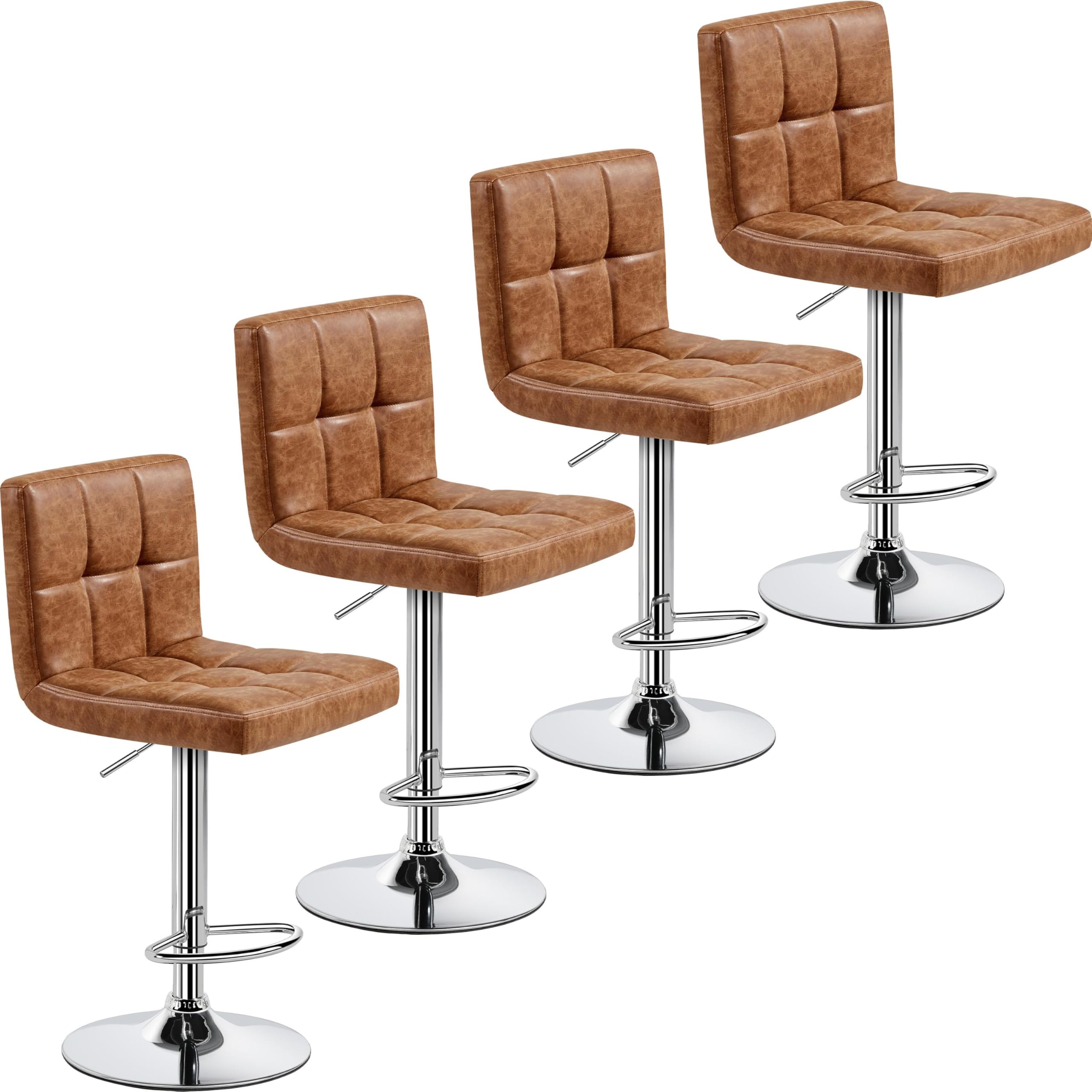 Yaheetech Bar Stools Set of 4, PU Leather Swivel
