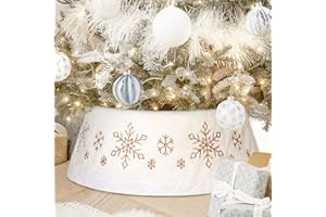 NIBESSER Christmas Tree Collar White 30 Inches Ivory Tree Skirt Ring with Snowflake Tree Basket Plastics Sheets with Collar Cover Holiday Home Party Christmas Tree Decoration Xmas Ornaments