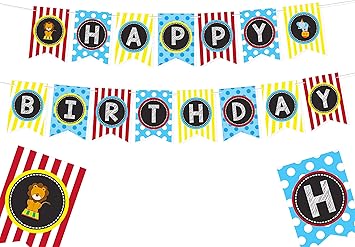 Amazon Com Carnival Themed Happy Birthday Banner Carnival