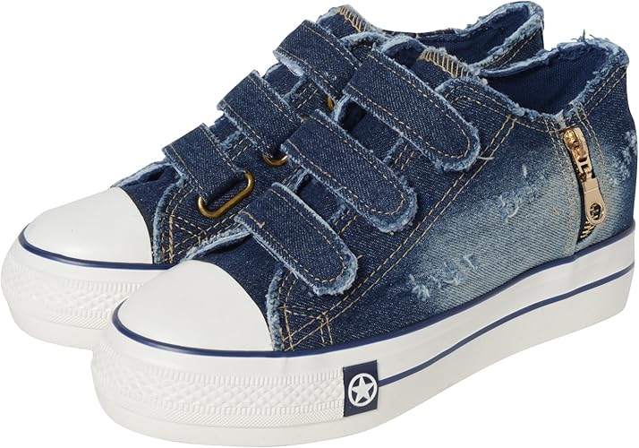 Amazon ケーナマム デニム スニーカー レディース 美脚 おしゃれ インヒール 24 インディゴ 濃い青 スニーカー