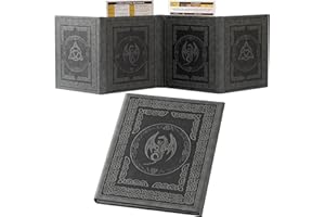 Soar Forge DM Screen for DND with 4 Wider Panels - Crystal Clear GM Pockets - Embossed Faux Leather Dungeon Master Screen wit
